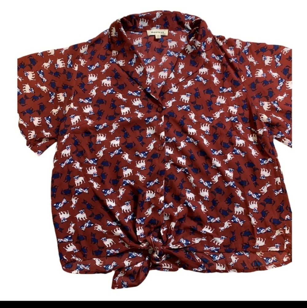 Monteau dog blouse tie front size XL